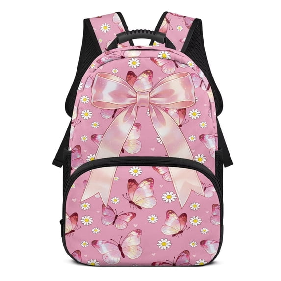 KUIFORTI Butterfly Bow Girls Backpack Cute Kids School Bag with Front Pockets Large Capacity Backpack for Elementary Primary Middle Back to School Supplies