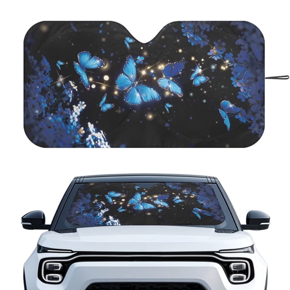 KUIFORTI Butterfly Windshield Sun Shade Girly Cute Sunshade Foldable Car Window Screens for SUV, Sedan, Truck, Butterfly Car Accessories