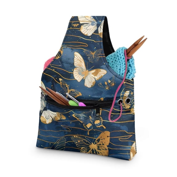 KUIFORTI Butterfly Yarn Bag Lightweight Yarn Bags for Crocheting on The Go, Crochet Bag Organizer Knitting Accessories, Small Size
