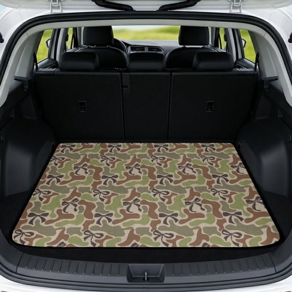 KUIFORTI Camo Brown Bow SUV Trunk Mat Washable Automotive Trunk Protection Mat Vehicle Interior Decoration Accessories Durable for Sedans, SUVs, Trucks
