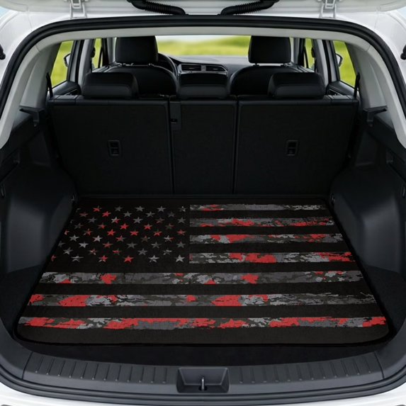 KUIFORTI Camo Flag Universal Car Trunk Mat All Weather Trunk Protection Cargo Liner Polyester Vehicle Interior Accessories Easy to Clean for Sedans, SUVs, Trucks