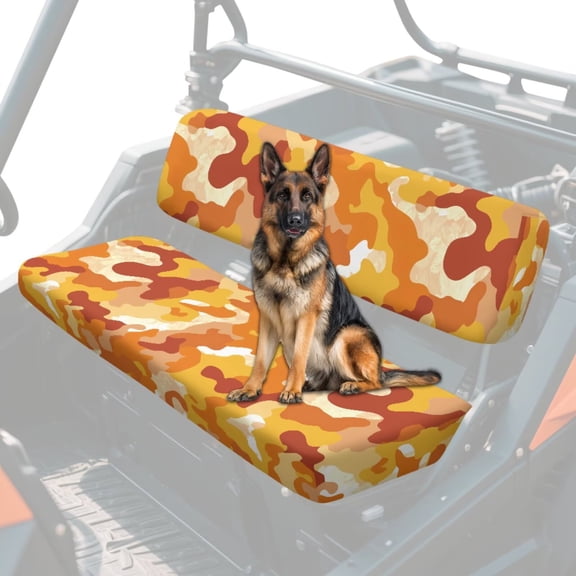 KUIFORTI Camo Orange UTV Seat Cover All-Weather Protection UTV Bench Seat Cover Anti-Scratch Breathable Mule Accessory Parts Compatible with Kawasaki Mule 4010 4x4 FE 2025 2023 2022 2021