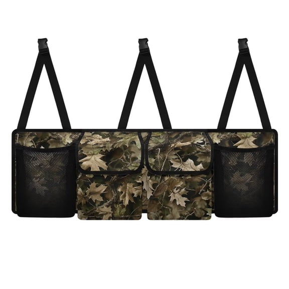 KUIFORTI Camo Trunk Organizer for Car Storage Organizer with 4 Pockets, Space-Saving Trunk Storage Organizer with 2 Pockets & 2 Mesh Pouches for Groceries, Car Travel Accessories for Women and Men