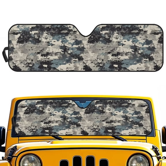 KUIFORTI Camouflage Car Windshield Sunshade Fit for Jeep Wrangler JL JLU & Jeep Gladiator Keep Car Cooler Durable Driving Front Window Sun Visor Blocks UV Rays Sunshade