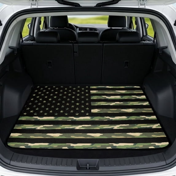 KUIFORTI Camouflage Flag SUV Trunk Mat 29" x 39" Cargo Mat Rear Trunk Line Durable Vehicle Interior Accessories Anti-Slip Washable for Sedans, SUVs, Trucks