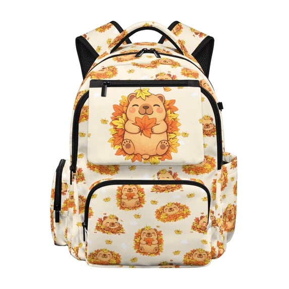 KUIFORTI Capybara Leaf Girls Backpack Kids School Bag Cute Bookbag Comfortable with Adjustable Straps Back to School Gifts