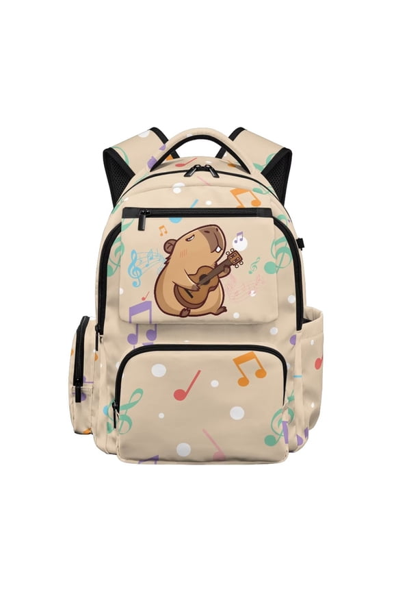 Capybara Print Girls Backpack Kids School Bag Lightweight Comfortable Adjustable Straps Side Pockets Back to School Essentials Gifts