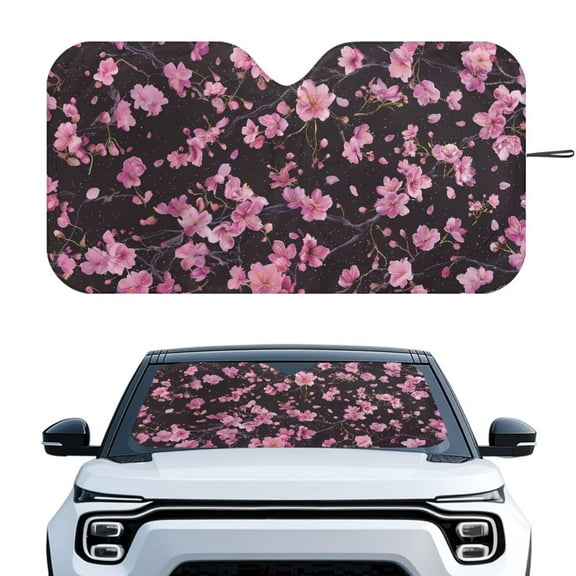 KUIFORTI Car Front Windshield Sun Shade Visor SUV Window Folding Bloker Cover, Cherry Blossom Automotive Window Sunshades for SUV, Big Sedan, Van, Hatchback