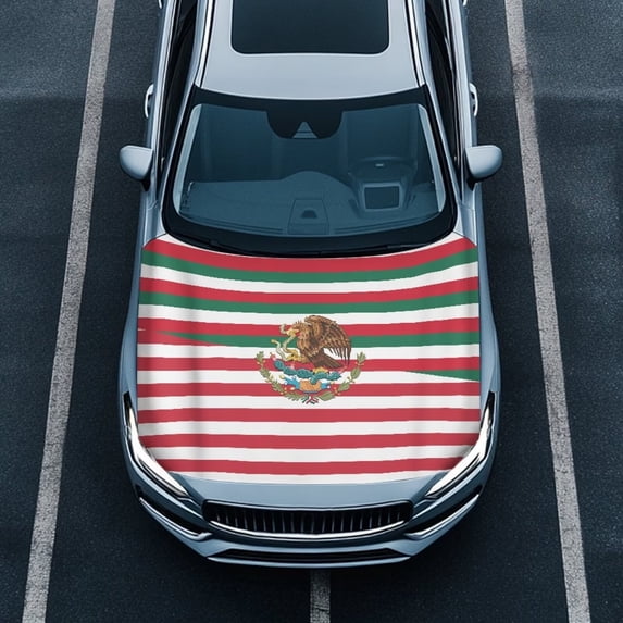 KUIFORTI Car Hood Cover Mexico Flag for Hood Covers for Cars Reusable Car Flag Removable Vehicle Accessories Fabric Hood Cover All-Season Protection for Car Decor