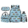 thumbnail image 1 of KUIFORTI Car Print Bookbag and Lunchbox Set 4 piece Durable Boys Backpack with Pencil Bags Water Bottle Sleeve for Elementary Primary Middle School Daily Use, 1 of 7