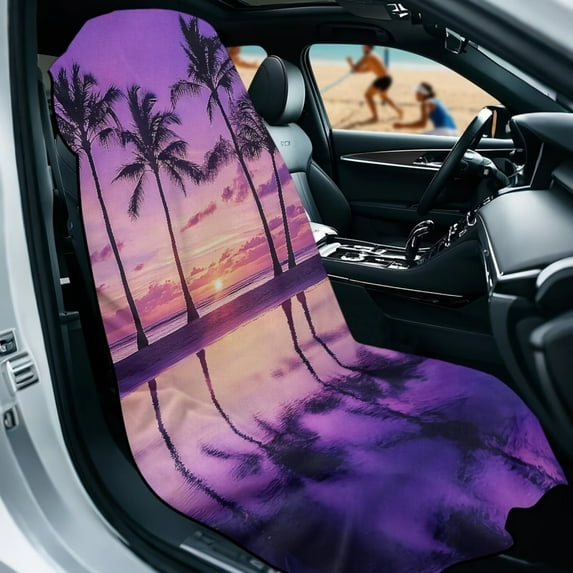 KUIFORTI Car Seat Covers & Running Towel - Premium Microfiber Sweat Towels for Gym,Yoga,Workout Multi-Use Car Drying Towel for Sedans, Trcuks, SUVs, Beach Palm Tree