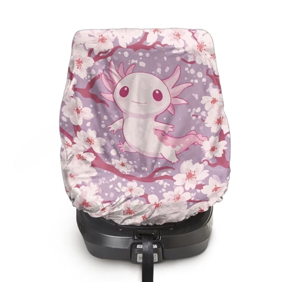 KUIFORTI Car Seat Sun Shade Cover Baby Car Seat Cover Blocks Out Heat & Sun, Keep Your Baby's Carseat at a Cooler Temperature, Kawaii Axolotl