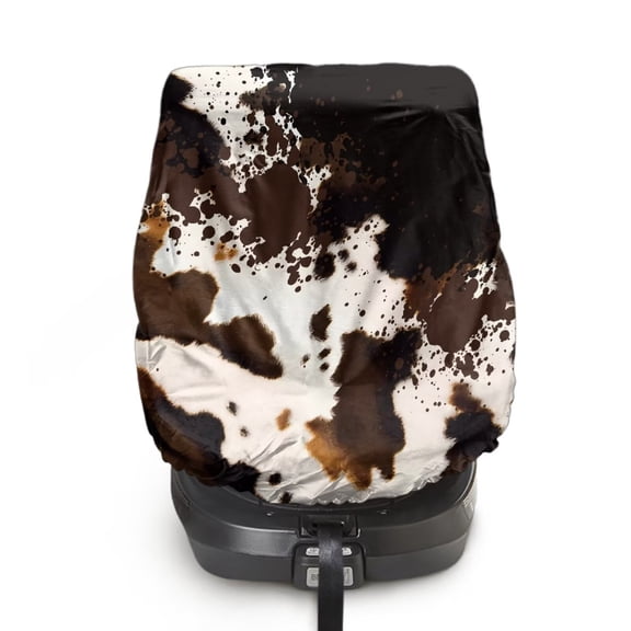 KUIFORTI Car Seat Sun Shade Cover, Cow Print Baby Car Seat Cover Keep Your Baby's Carseat at a Cooler Temperature, Covers and Blocks Out Heat & Sun, Easy to Install