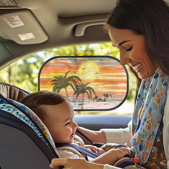 KUIFORTI Car Side Window Sunshade, Palm Tree Car Window Shades for Kids, Passenger/Driver Window Sun Shade, Auto Sun Shade Blocker, Easy to Install
