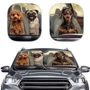 KUIFORTI Car Sun Shade Funny Dog Sunshades for Women, 2Pcs Car Shades for Front Windows Fun Reflective Polyester Blocks Heat and Sun, Foldable Sun Shield That Keeps Your Vehicle Cool