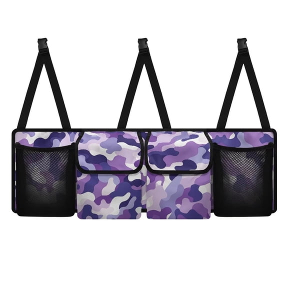 KUIFORTI Car Trunk Organizer Purple Camo Back Seat Car Organizer Equipped with Robust Elastic Net, Hanging Car Storage Organizer with Lids, Space Saving Expert