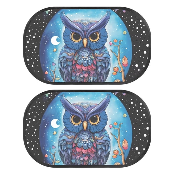 KUIFORTI Car Window Shade for Baby - Cling Sun Shade Blocker - 2 Pack UV Protection Breathable Baby Window Covers - Glare Shield and UV Rays Protection for Your Child, Owl Blue
