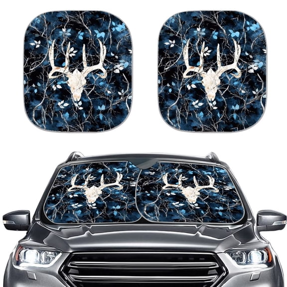 KUIFORTI Car Windshield Sun Shade Foldable Automotive Sun Blocker for Front Windshields, Premium Sun Protection for Cars, Trucks & SUVs, Deer Flower