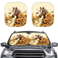 thumbnail image 1 of KUIFORTI Car Windshield Sun Shade Foldable Front Windshield Shade for Sun, Heat and UV Rays, 2 Pack Sunshade for Car Front Window and Interior Sun Protection, Horse Sunflower Butterfly, 1 of 5