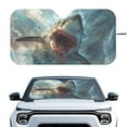 thumbnail image 1 of KUIFORTI Car Windshield Sun Shade Foldable Windshield Cover, Funny Sun Visor for Car, SUV, Truck, Van, Reflective Polyester Blocks Heat and Sun, Sun Shield That Keeps Your Vehicle Cool, Shark Print, 1 of 5