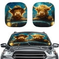 thumbnail image 1 of KUIFORTI Car Windshield Sun Shade&nbsp;Cute Highland Cow Sun Shade for Car Windshield, 2 Pieces Galaxy Print Automotive Interior Sun Protection Block UV Rays, 1 of 5