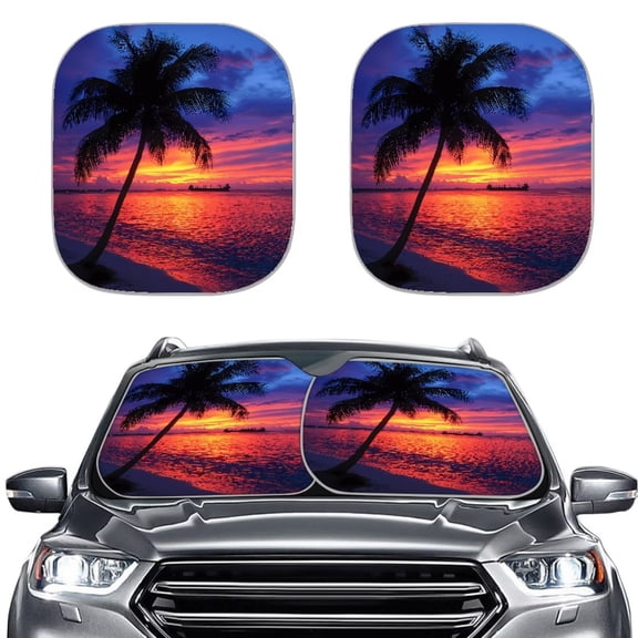 KUIFORTI Car Windshield Sunshade Foldable Heatshield Front Window Car Sun Shade Windshield Rays Sun Shade Visor Protector for Car Sedan Truck SUV Accessories 25.5" x 28.5", Palm Tree