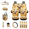 thumbnail image 1 of KUIFORTI Cattle Butterfly Car Seat Covers Full Set 15 Piece Car Seat Cover Steering Wheel Cover Seatbelt Covers Car Cup Coasters Car Garbage Bag Car Storage Box Rear View Mirror Cover Keychain, 1 of 6