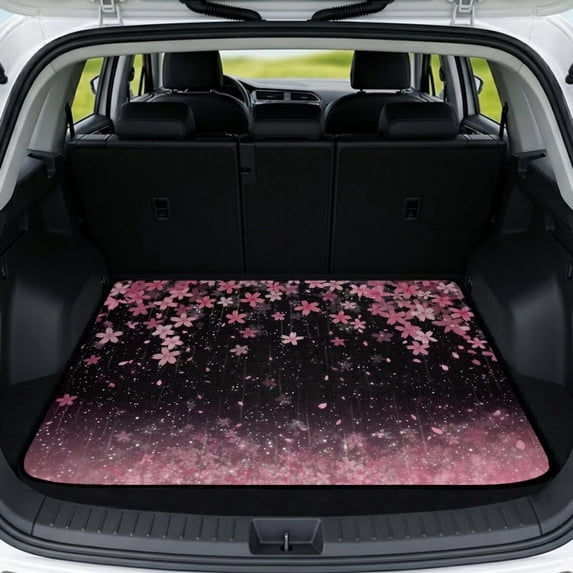 KUIFORTI Cherry Blossom Car Trunk Liner Polyester Dustproof Scratch-Proof 29" x 39" Vehicle Interior Decoration Accessories Universal Fit for Most Car Models