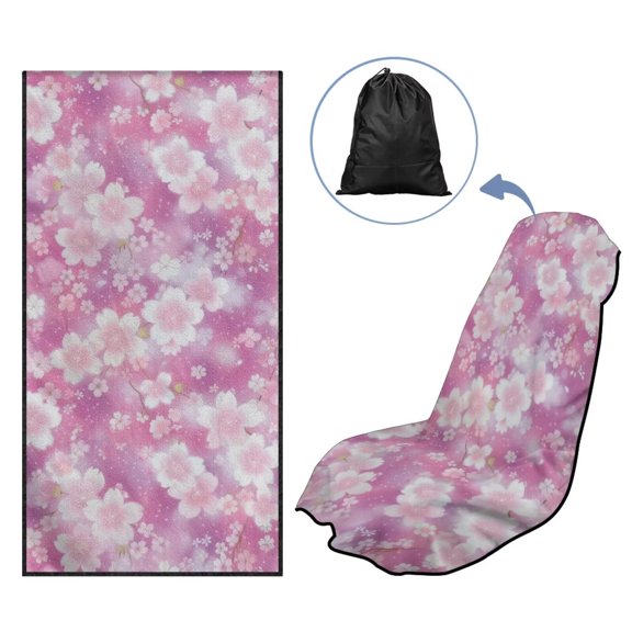 KUIFORTI Cherry Blossoms Car Seat Towel Covers with Storage Bag Lightweight Easy Installation for Cars, Truck, SUV, Van Multi-Functional Car Sweat Seat Cover with Storage Bag