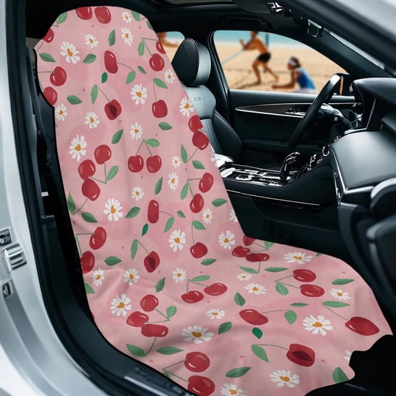 KUIFORTI Cherry Car Seat Cover Protector Front Seats for Gym Workout,Running,Swimming,Beach and Hiking, Super Absorbent Sweat Towel for Women