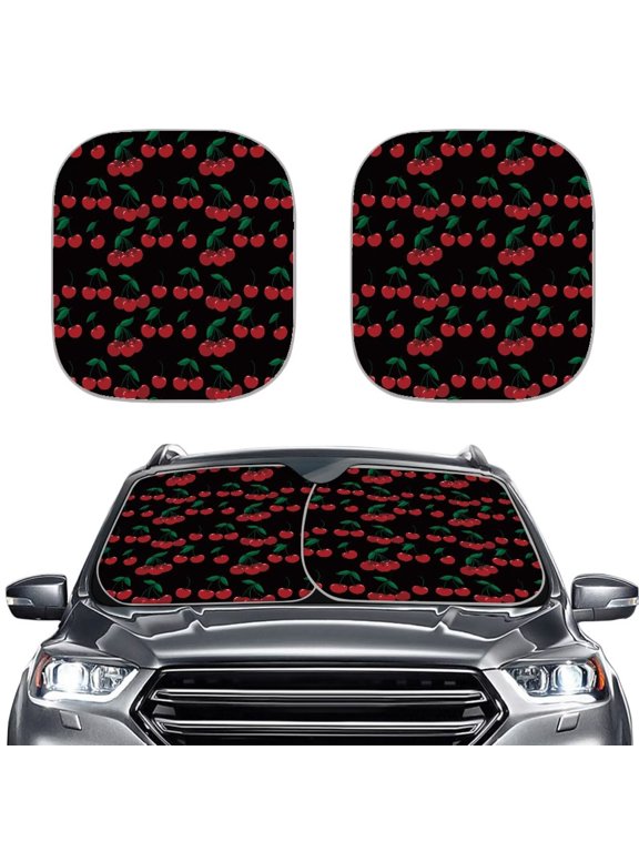 Cherry Car Windshield Sun Shade Foldable Auto Window Shades, Protect Car from Sun Rays & Heat Damage Keep Cool and Protect Interior