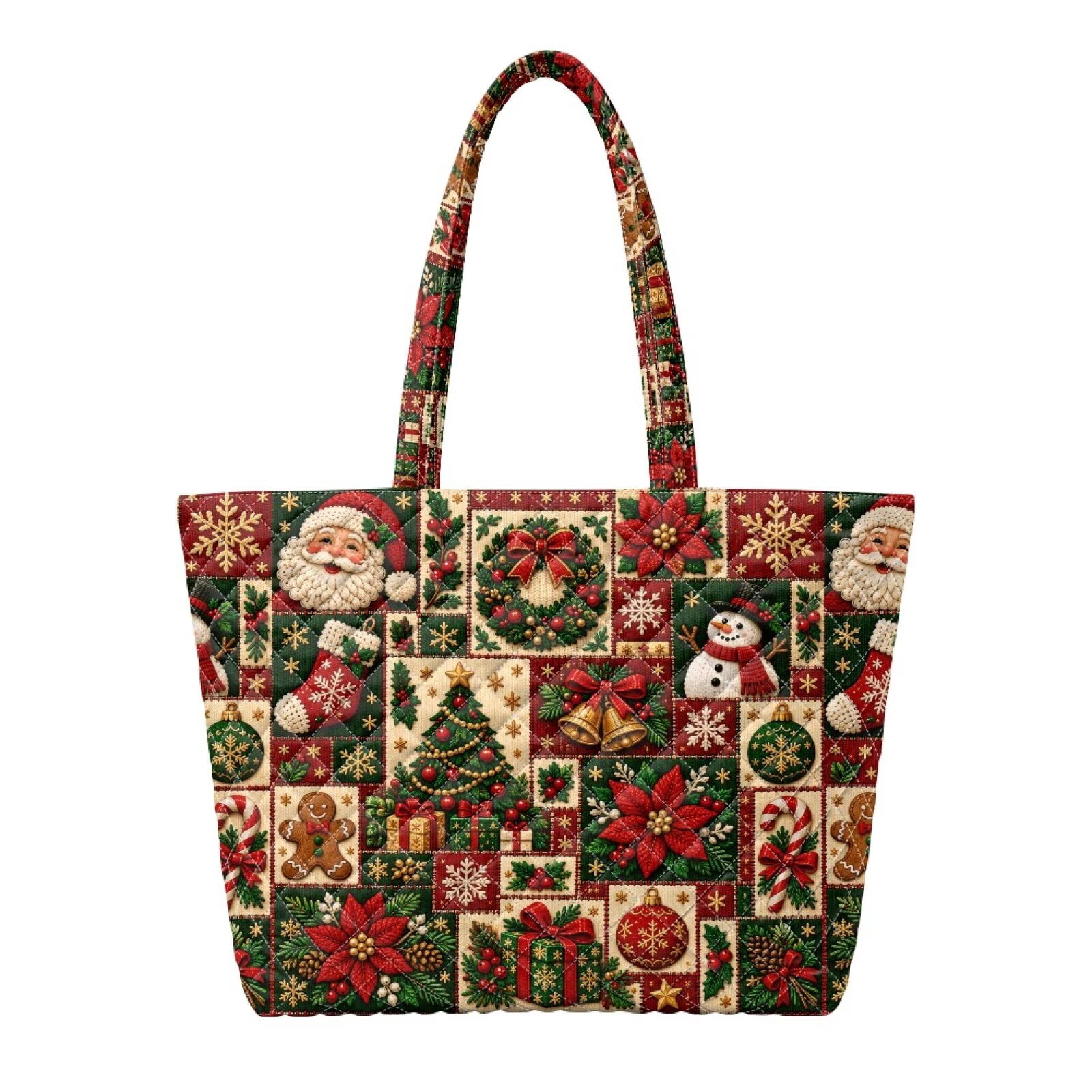 KUIFORTI Christmas Quilted Tote Bag for Women Trendy Tote Shoulder ...