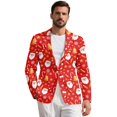 thumbnail image 1 of KUIFORTI Christmas Santa Men's Blazer Skin-friendly Sport Coat Notched Lapel Suit Jacket for Wedding Prom Party Working, 1 of 7
