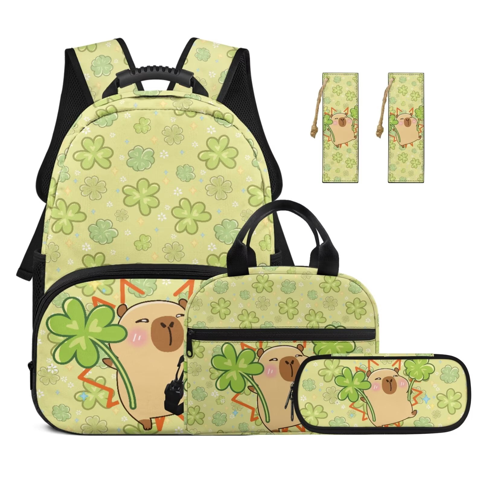 KUIFORTI Clover Capybara Bookbag and Lunchbox Backpack Set 4Pcs Girls ...
