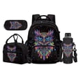 thumbnail image 1 of KUIFORTI Colorful Owl Bookbag and Lunch Box Set 4 piece Fashion Girls Backpack with Pencil Bags Water Bottle Sleeve for Teens Elementary Middle School Daily Use Back to School, 1 of 7