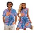thumbnail image 1 of KUIFORTI Couple Matching Outfits Sunset Palm Tree Matching Vacation Outfits for Couples Spring Boho Maxi Dress Loose Cut Soft and Comfortable Lightweight with Soft Fabric, 1 of 6