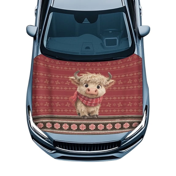 KUIFORTI Cow Cute Car Hood Cover Protector, Fade-Resistant Car Hood Wrap Universal Decorations Universal Fit for Sedans, Trucks, SUVs, Pickup Automotive Accessories