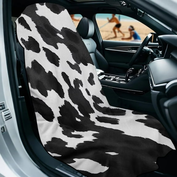 KUIFORTI Cow Print Car Seat Covers Front Seats, Super Absorbent Beach Towel, Yoga Mat Towel, Cute Car Accessories for Women