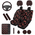 thumbnail image 1 of KUIFORTI Cow Print Car Seat Covers Set 14 Pcs with Steering Wheel Cover Auto Center Console Pad Seat Belt Pads Car Headrest Covers Stretch Polyester Fabric Cover for Cars, 1 of 7