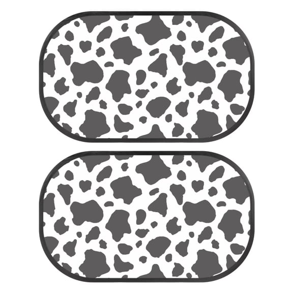 KUIFORTI Cow Print Car Window Shade 2 Pack Cling Sunshade for Car Windows, Baby Side Window Car Sun Shades for Blocking Sun Glare, UV Rays, Black