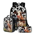 thumbnail image 1 of KUIFORTI Cow Print Pencil Case Casual Shoulder Backpack Lunch Pouch Zipper Closure 3pcs Crossbody Bag Set, 1 of 7