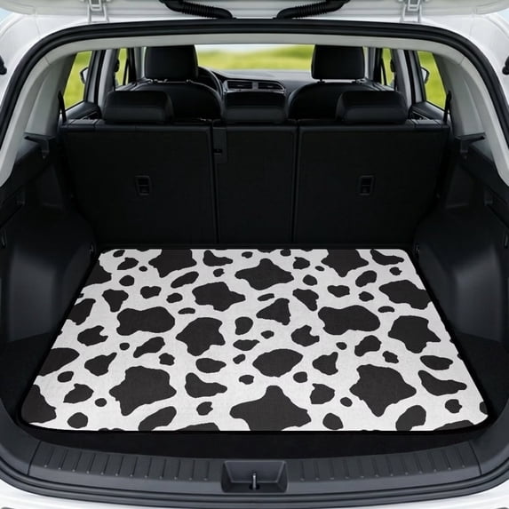 KUIFORTI Cow Print Universal Car Trunk Mat All Weather Trunk Protection Cargo Liner Anti-Slip Vehicle Interior Protection Accessories Fits Most Cars, SUVs & Trucks