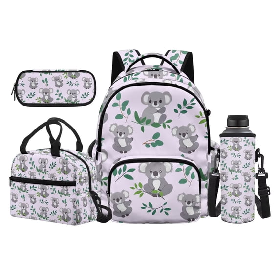 KUIFORTI Cute Animal Boys School Bag Set 4 piece with Lunch Box Pencil Case Water Bottle Sleeve for Students Elementary Primary Middle School Daily Use