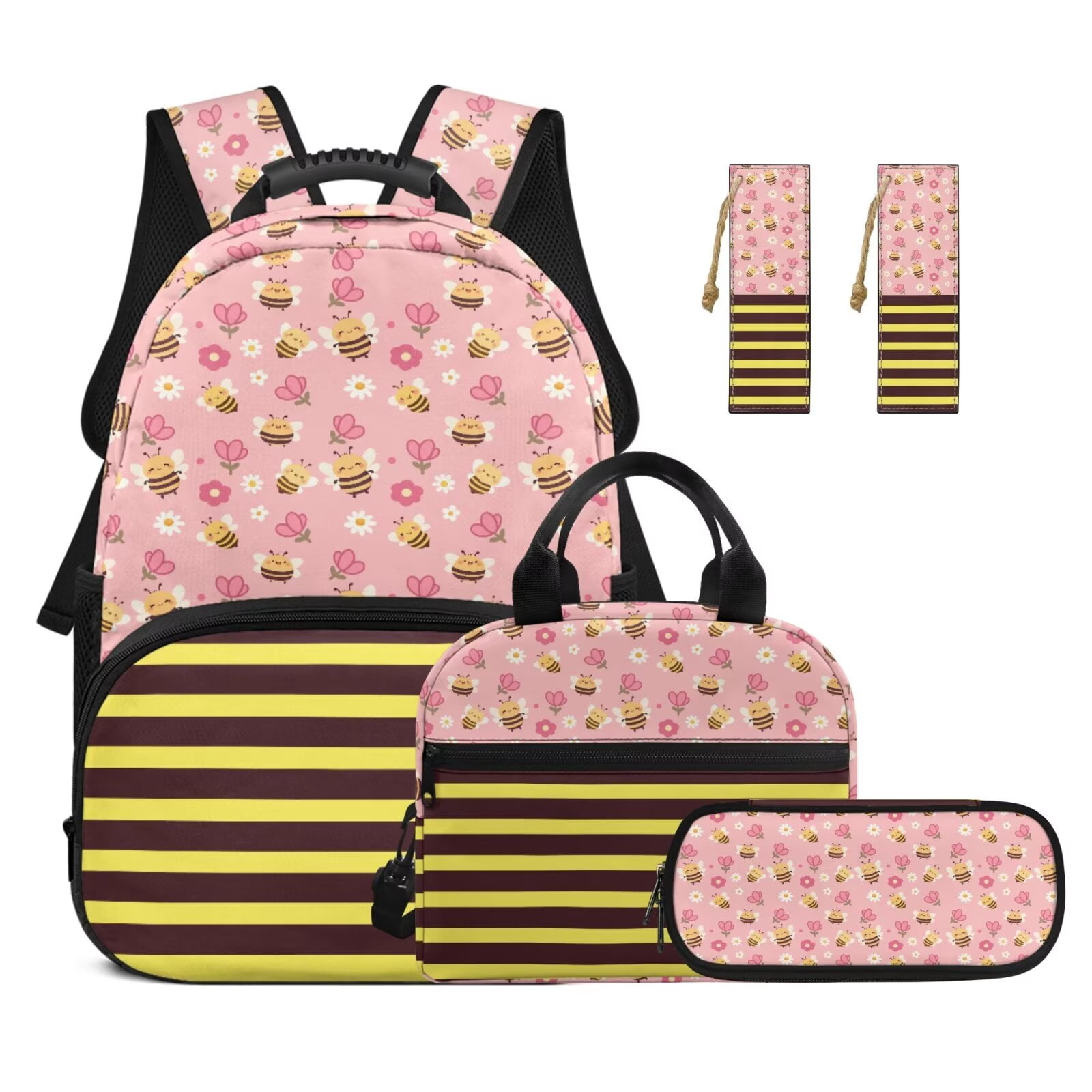 KUIFORTI Cute Bee Backpack with Lunchbox for Kids Teens Elementary ...