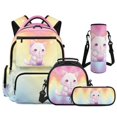 thumbnail image 1 of KUIFORTI Cute Cat Print 4Pcs Kids Backpack Set with Lunch Box Pencil Case, Lightweight Bookbag with Water Bottle Sleeve for Elementary Primary Middle School Students, 1 of 6