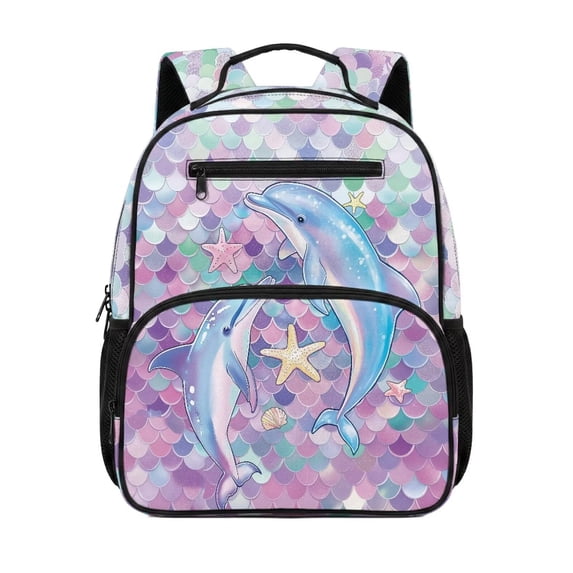 KUIFORTI Cute Dolphin Toddler Backpack Boys Girls Kids School Bag with Multiple Organizer Pockets Adjustable Straps for Preschool Kindergarten Back to School Gifts