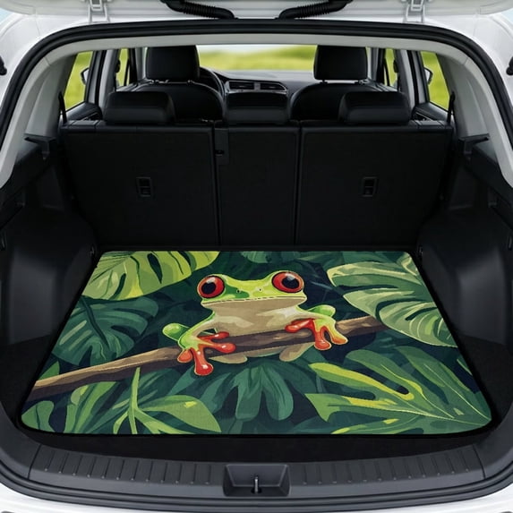 KUIFORTI Cute Frog Car Trunk Liner 29" x 39" All Weather Auto Trunk Protective Mat Washable Anti-Slip Vehicle Interior Protection Accessories for Most Car Models