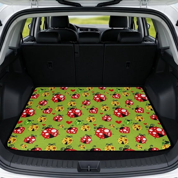 KUIFORTI Cute Ladybug Car Trunk Liner 29" x 39" Easy to Clean Auto Trunk Protective Mat Polyester Scratch-Proof Universal Fit Vehicle Interior for Most Car Models