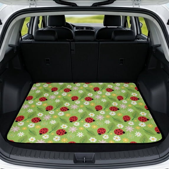 KUIFORTI Cute Ladybug Universal Car Trunk Mat 29" x 39" Automotive Trunk Protection Mat Vehicle Interior Protection Accessories Non Slip Fits Most Cars, SUVs & Trucks