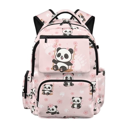 KUIFORTI Cute Panda Kids School Backpack Lightweight Kids Bookbag with Front Pocket Casual Suitable for Elementary Primary Middle School
